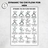 3Pcs Men Tai Chi Training Plan Guide for Posture Correction And Pain Relief Core Strength Flexibility Muscle Endurance Poster No Impact Exercise for