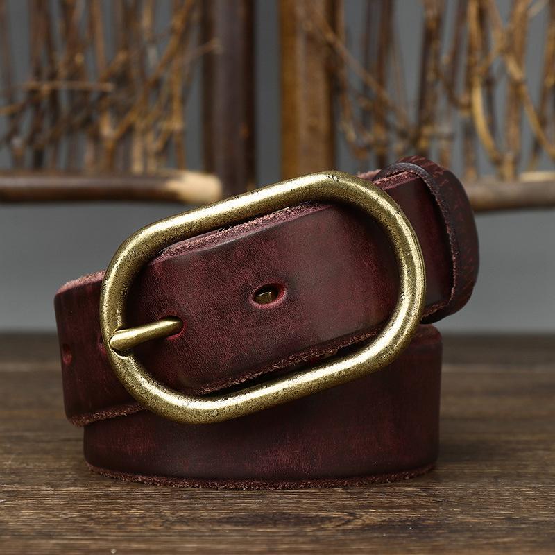 

Мужской ремень, выцветшие винтажные ретро-стиль, индивидуальные повседневные джинсы из коровьей кожи с первым слоем из чистой меди и режущей кромки 110cm