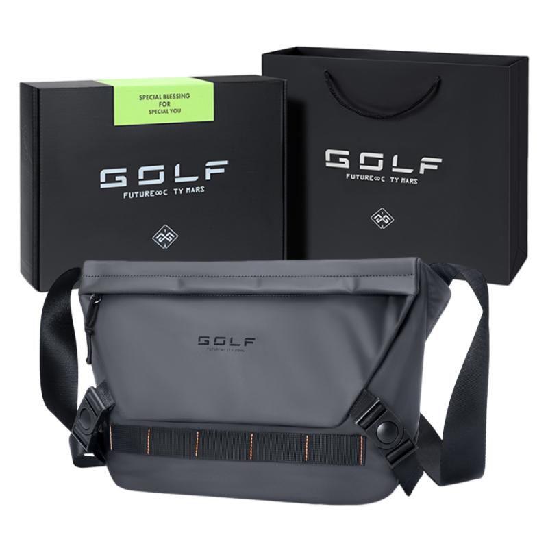 New GOLF Textile, Synthetic Leather Messenger Bag, Crossbody Bag Men's Black D241878