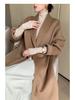 Women's Double-Faced Wool Overcoat with Tie Waist - Extra Long Lapel, Autumn/Winter.