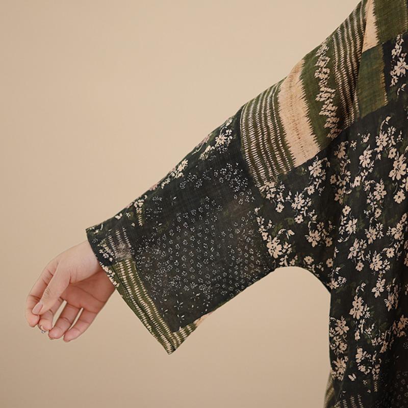 DIMANAF New 2026 Women Long Dress Plus Size Spring Summer Loose Basic Vintage Oversize Long Sleeve Maxi Floral