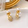 Asymmetrical Star and Heart Pearl Zircon Earrings - Luxury European & American Design Studs