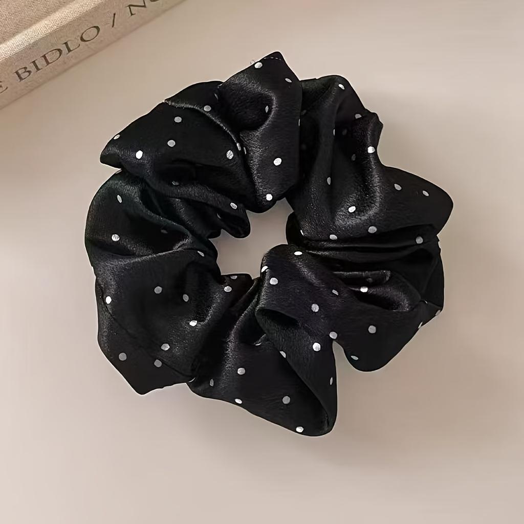 4 Stück Neue Koreanische Gepunktete Schwarz-Weiße Haargummis Große Haarbänder Damen Elegantes Haarseil Bänder Pferdeschwanzhalter Kopfschmuck