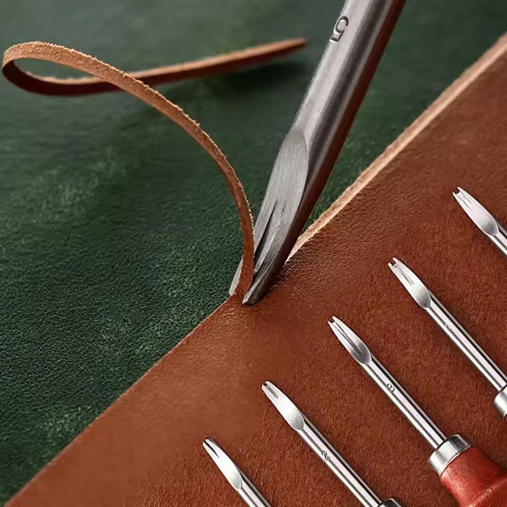 Sewing punch with wooden handle, scraping punch tool, punching for leather bag, handmade sewing shoe repair tool, 1 pcs