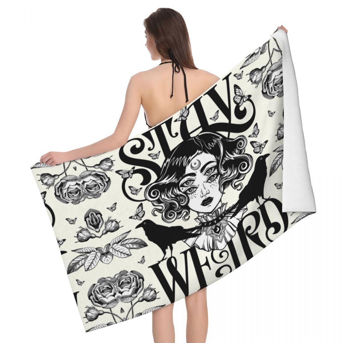 

Enchanted Bat Skull Witch Cat Fantasy Art Beach Towel Halloween Shower Sports Yoga Absorbent Bath Towel for Kids Adults Gifts W30*H60(CM)
