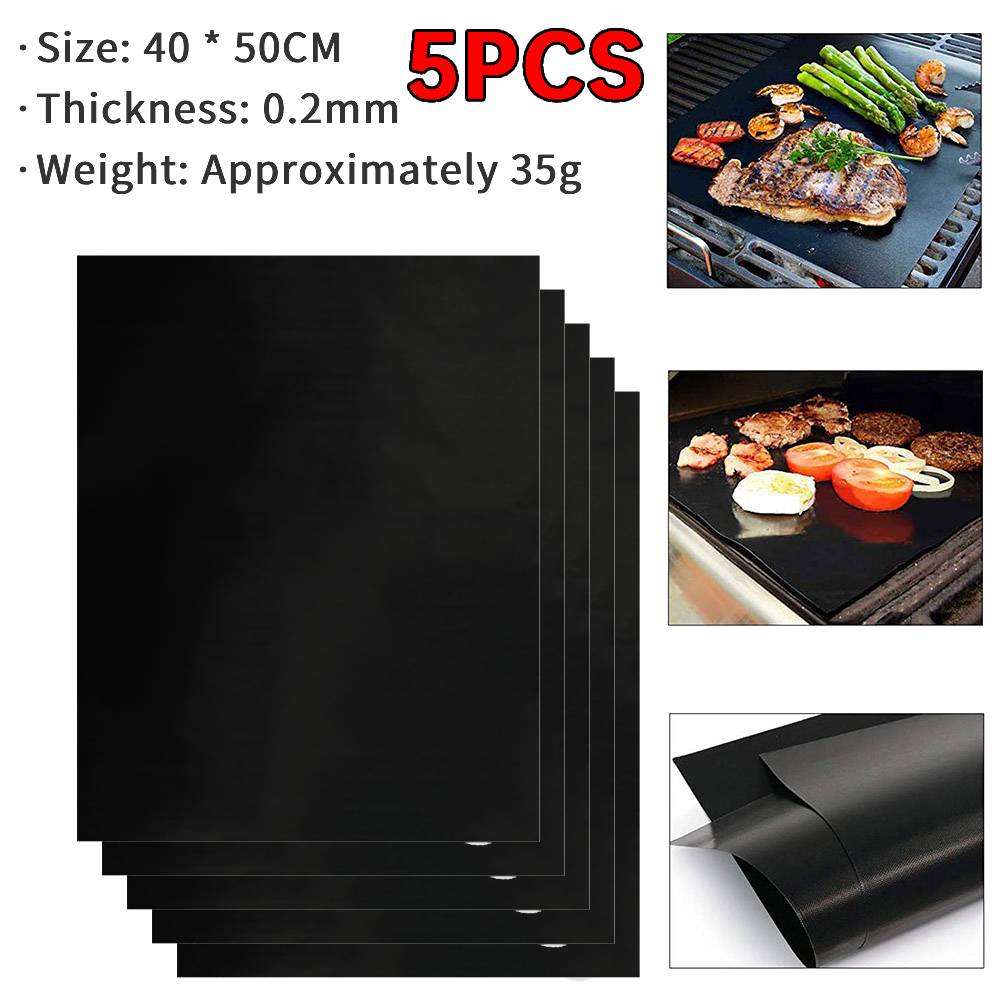 

5-10pcs Reuse Non-stick BBQ Grill Mat Kitchen BBQ Tool Heat Resistant Outdoor Picnic Safe Oven Barbecue Baking Party Pad 40*50CM