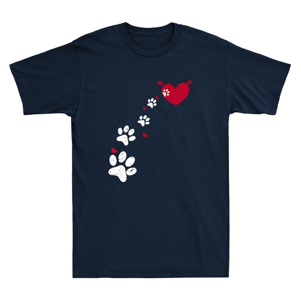 Dog Paw With Red Heart Funny Dogs Animal Lover Gift Vintage Unisex Tshirt Tee