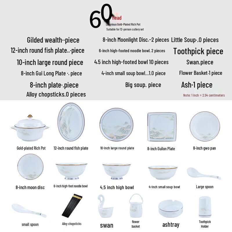 Yi Pan Jiang Shan Ru Hua Luxury Bone China Dinnerware Set