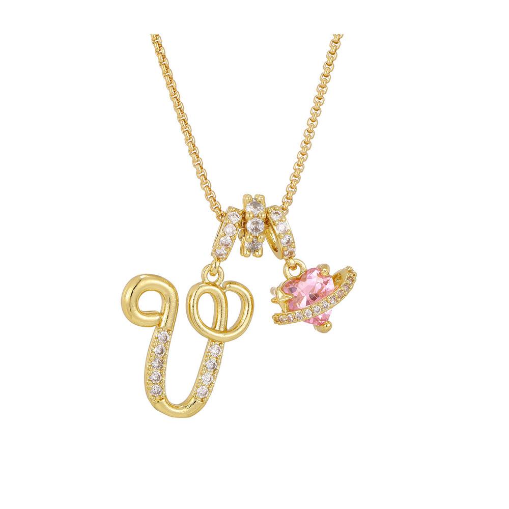 Women's Initial Heart Necklace Name Art Design Letter Jewelry Chain Adjustable Accessories