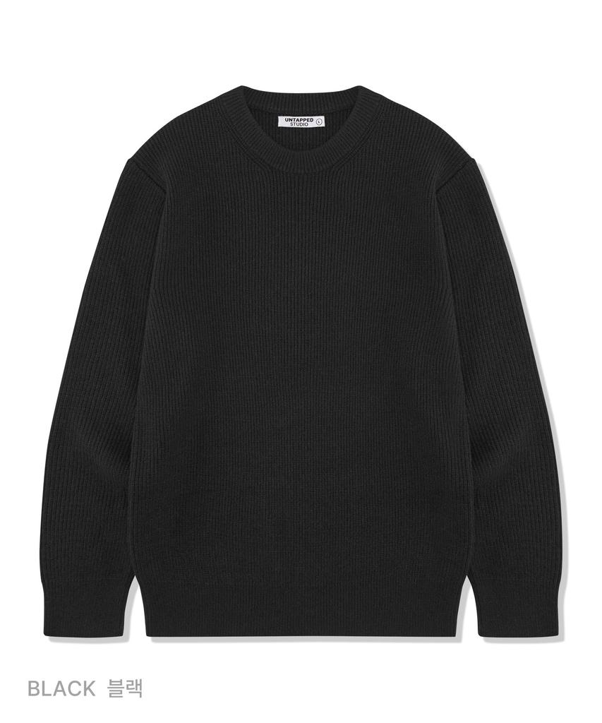 UNTAPPED STUDIO [Set] Viscose Hacci Collar Cardigan + Round Neck Knit