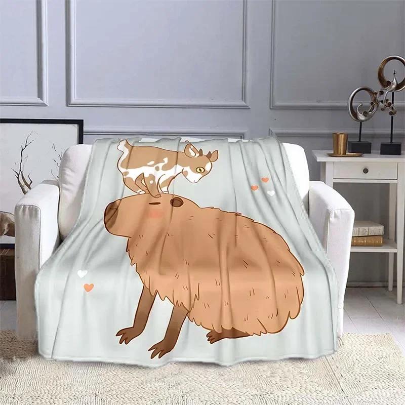 Capybara Printed Throw Blanket Soft Warm Bedding for Adults  Kids Ideal for Bed Sofa Outdoor Travel Cover