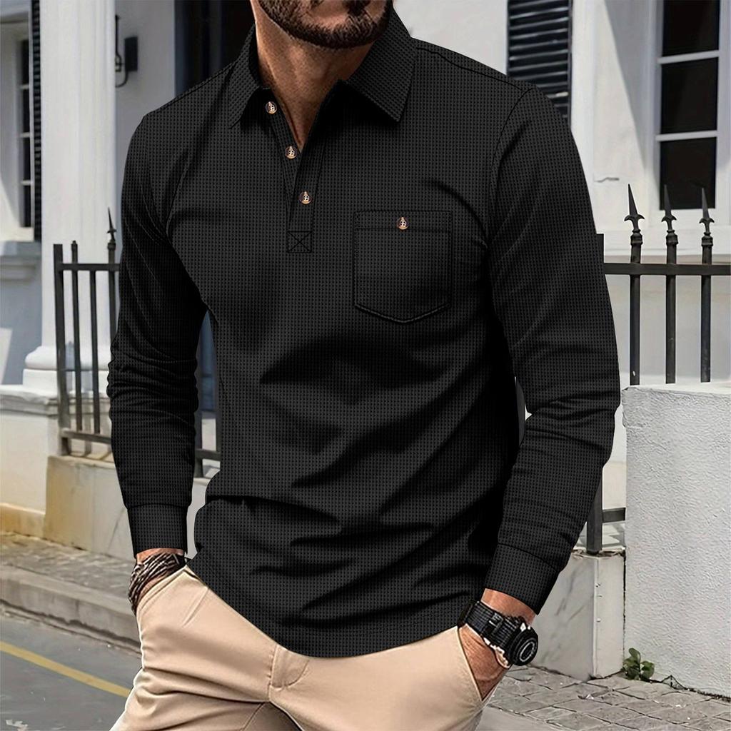 Men's Long Sleeve Shirts 2025 Fashion Casual T Shirt Slim Fit Shirt Collared  Work Golf Shirt