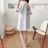Korean Style Loose Maternity Nursing T-Shirt for Summer - Postpartum Breastfeeding Top and Skirt Set