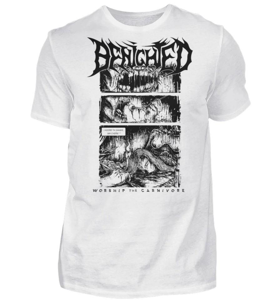 Worship The Carnivore BENIGHTED Band Shirt White Unisex S-5XL E2022 XXXL