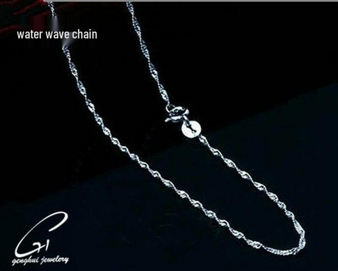 Серебряное корейское ожерелье 925 пробы с узором «Волна и Звезда» для женщин 40cm
