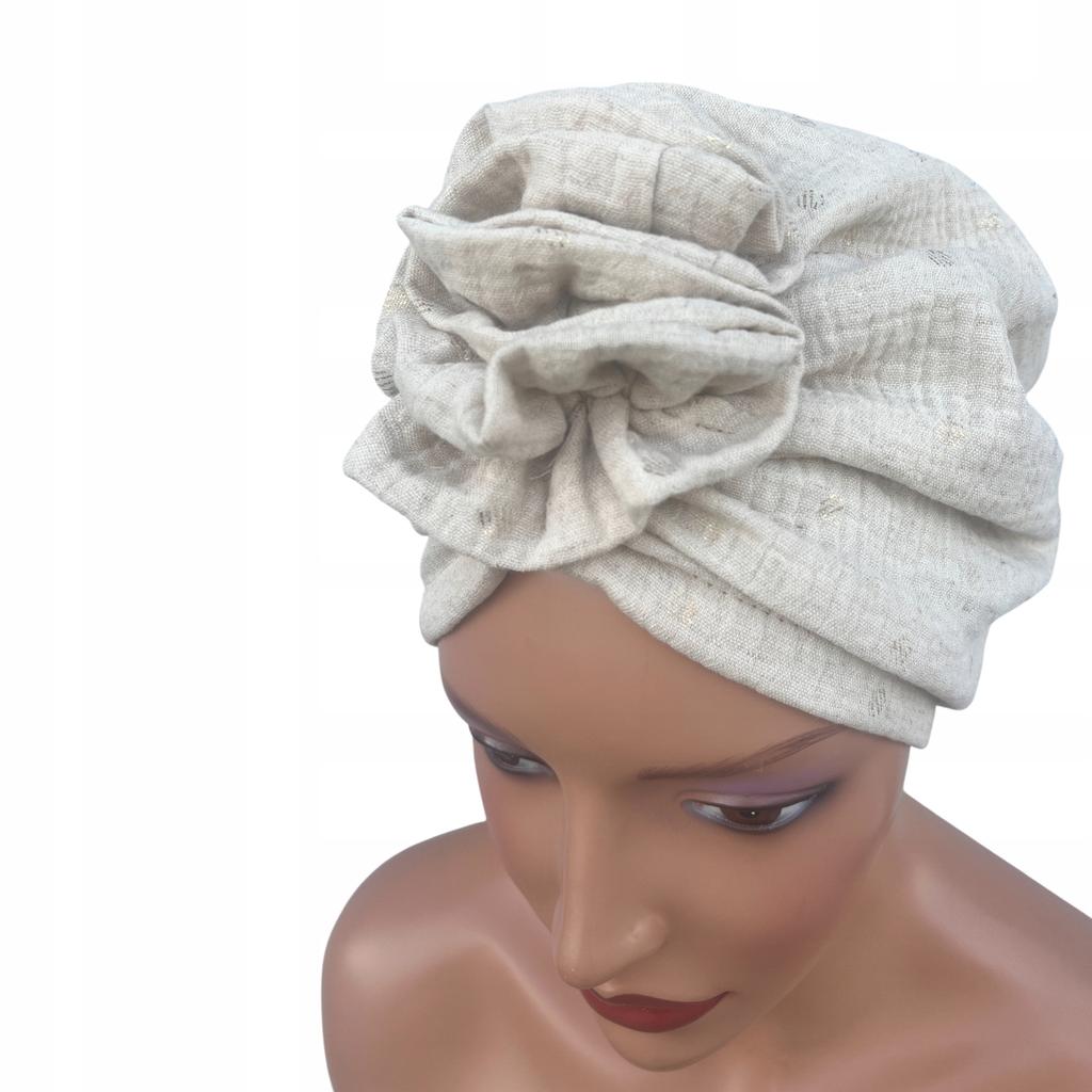 Classic Mussa 520 Cotton Muslin Turban with Rose Comfort and Style