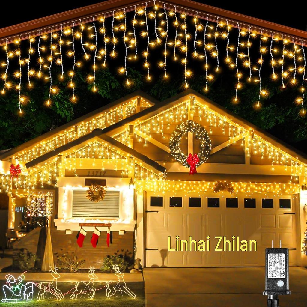 Icicle 10m 400 LED Curtain Lights, 30V Low Voltage, Connectable, 8-Mode Twinkling Christmas Waterfall Lights