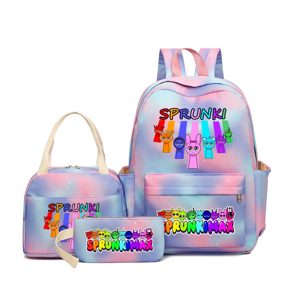 Popular Sprunki Rhythm Box Cartoon Elementary School Bag Children's Backpack Backpack Three-piece Set
