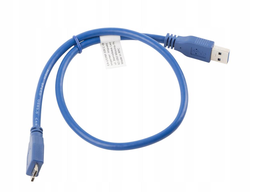 Kabel USB 3.0 Lanberg micro AM-MBM5P 0,5m niebieski