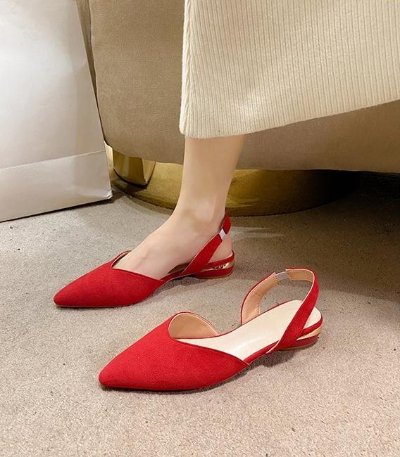 High-quality Sandals Summer Fashionable Suede Leather Design Sexy Pointed-toe Ladies Formal Shoes Comfortable Low-heeled Shoes