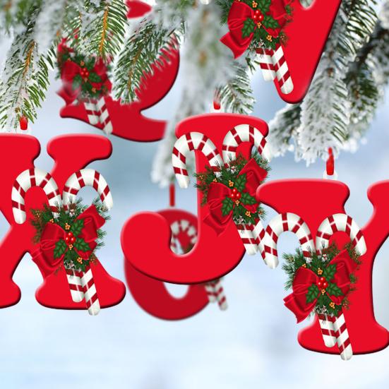 Christmas Acrylic Letter Hanging Decoration Car Rearview Mirror Xmas Tree A to Z Alphabet