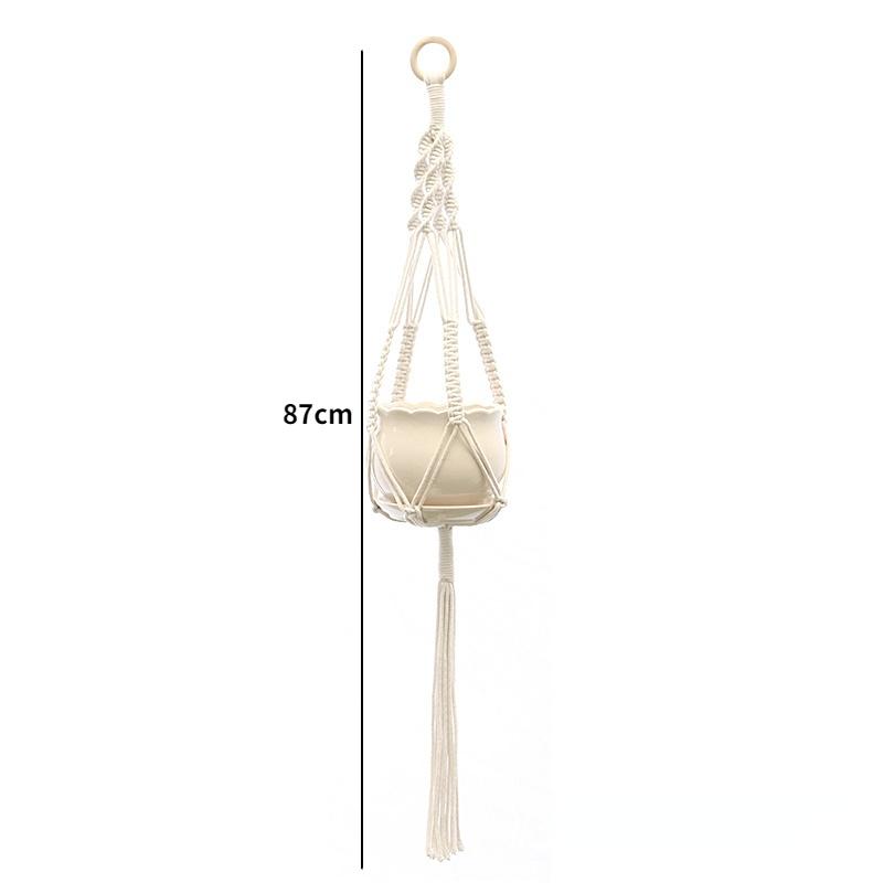 Gardening Plant Hanging Baskets Flower Pot Handmade Macrame Knotted Rope Flower Pot Bohemian Style for Home Balcony Decoration