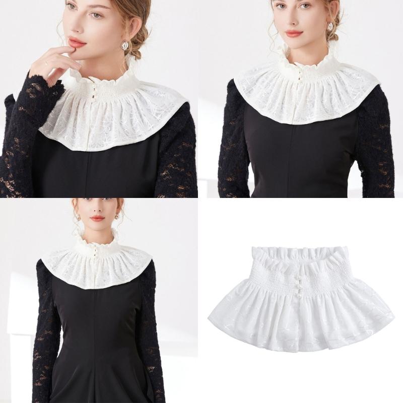 Victorian Ruffle Faux Collar Courtstyle Detachable Collar For Women Dresses Sweater Easy Wear Fashion Neck Accessory