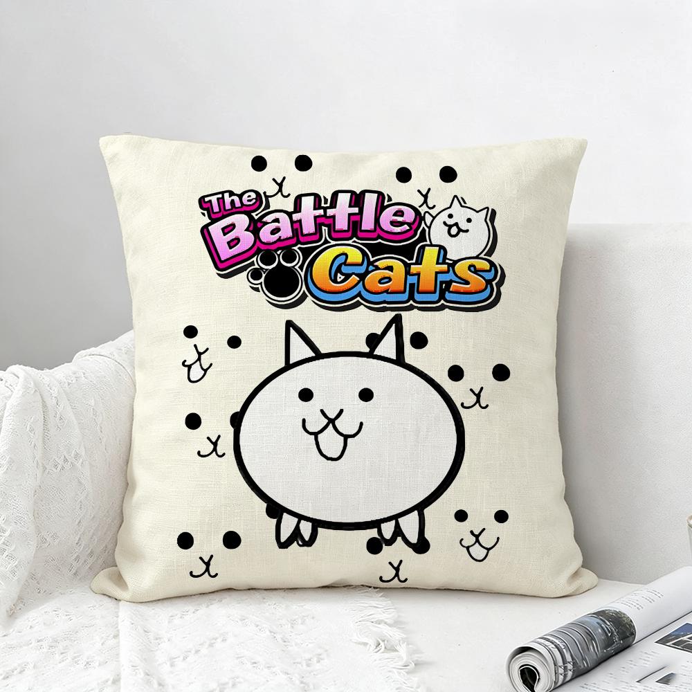 Game The Battle Cats Cushion Cover Natural Linen Pillowcase Set AllinOne Decor for Sofa Bedroom Chair