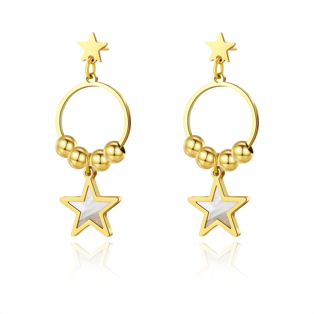 Cute Pentagram Pendant Earrings Women's Titanium Steel Does Not Fade Fashionable and Versatile Exquisite and Sweet Stainless Steel Stud Earrings