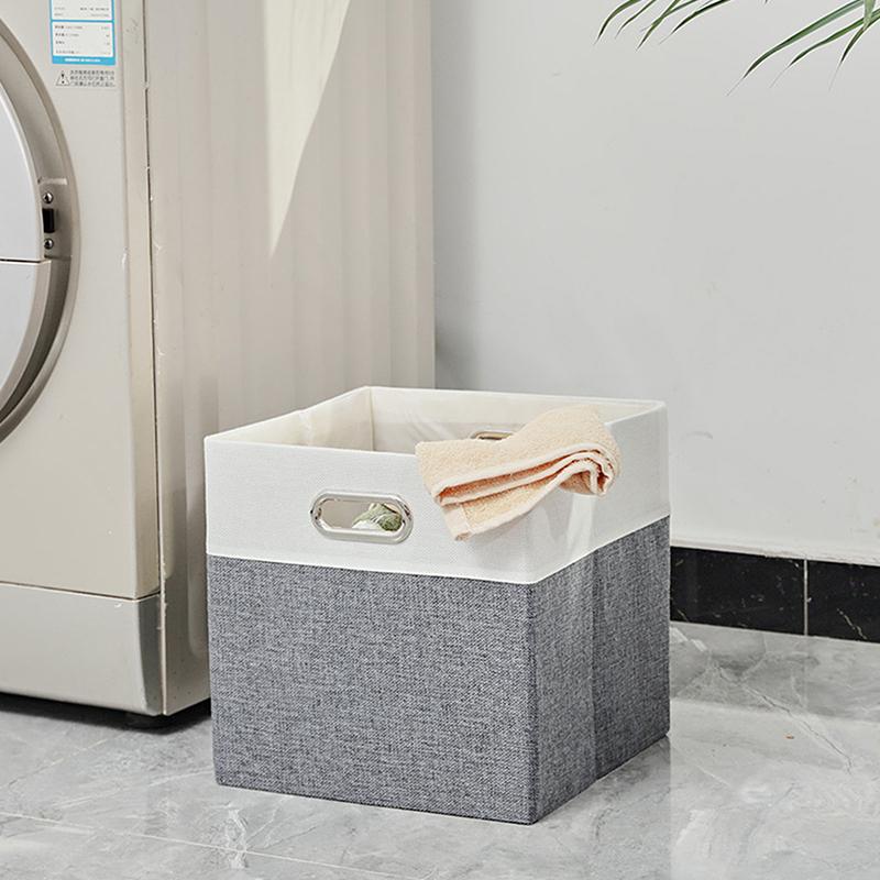 Rattan Storage Basket Linen Fabric Foldable Storage Box Organizer Home Organization Magic Tool