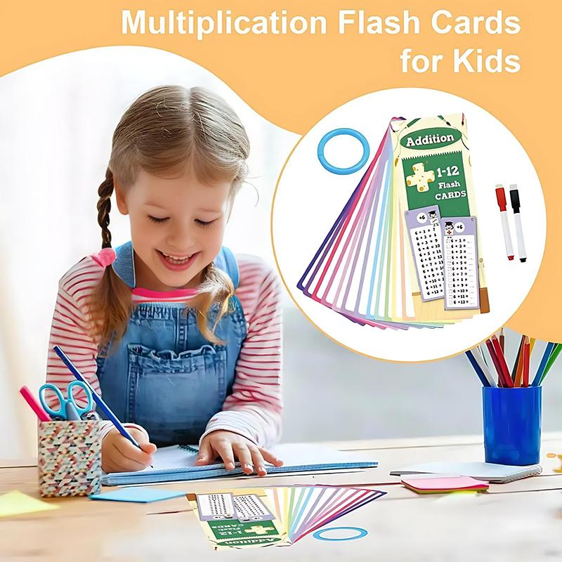 2 Mixed Set Math Flash Card Chart Reusable Math Teaching Enlightenment Props Addition&Subtraction or Multiplication&Division ZYF