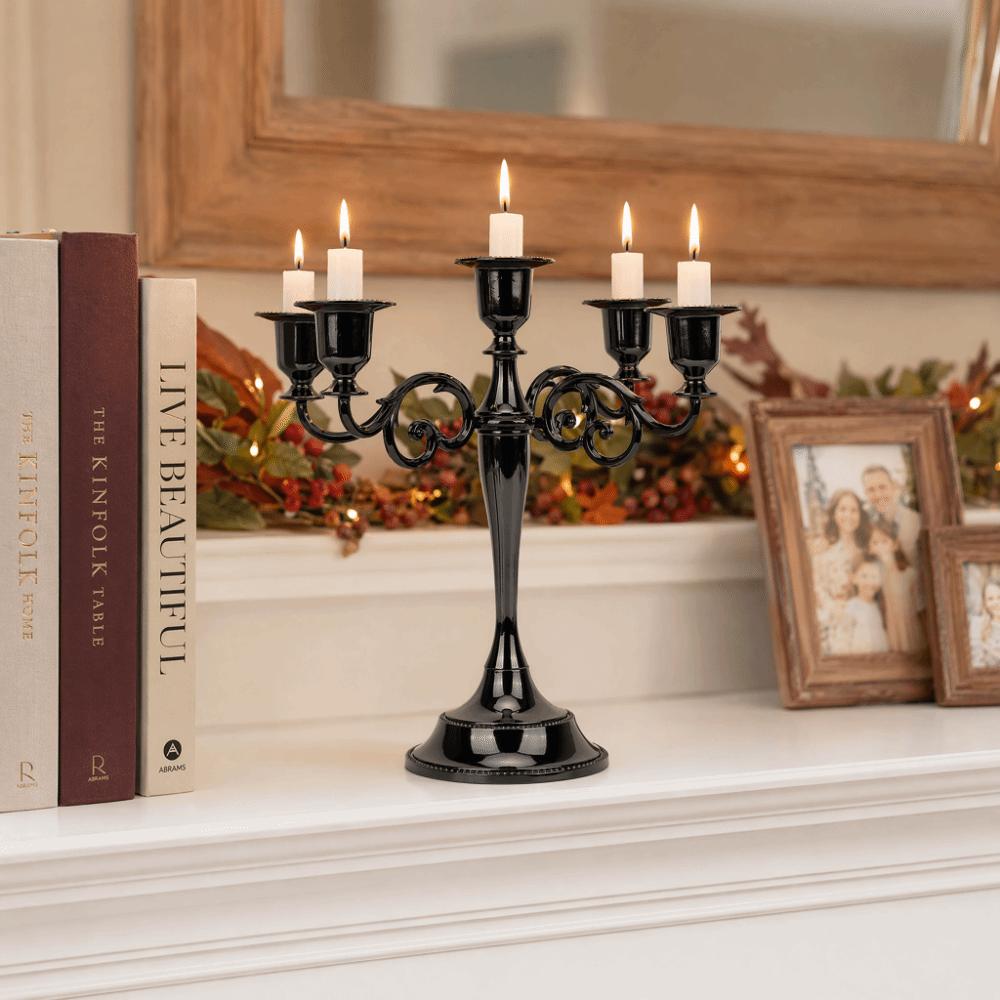 9.84x10.63in Dual-use Tabletop Candlestick Black Dinner Decor Candle Stand Living Room Display