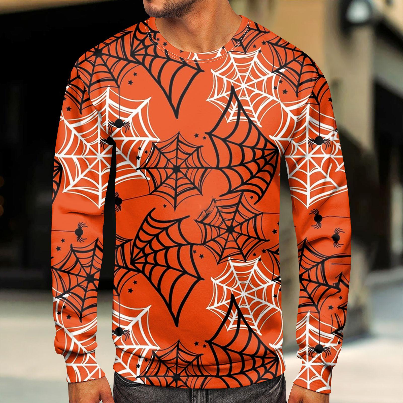 

Чоловічі топи з круглим вирізом. Чоловічий повсякденний модний пуловер з довгим рукавом і круглим вирізом XXXXL шафрановий