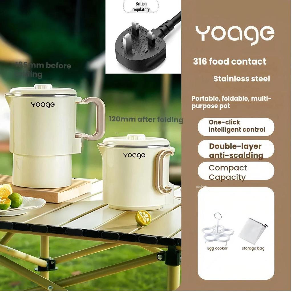 Compact 0.8L Portable Folding Electric Kettle: Ideal for Home, Travel, Dorm, or Hotel.