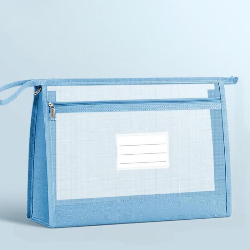 Transparent Zipper Mesh Document Storage Bag With Double Zip-Spacious Portable Handmade Storage Bag
