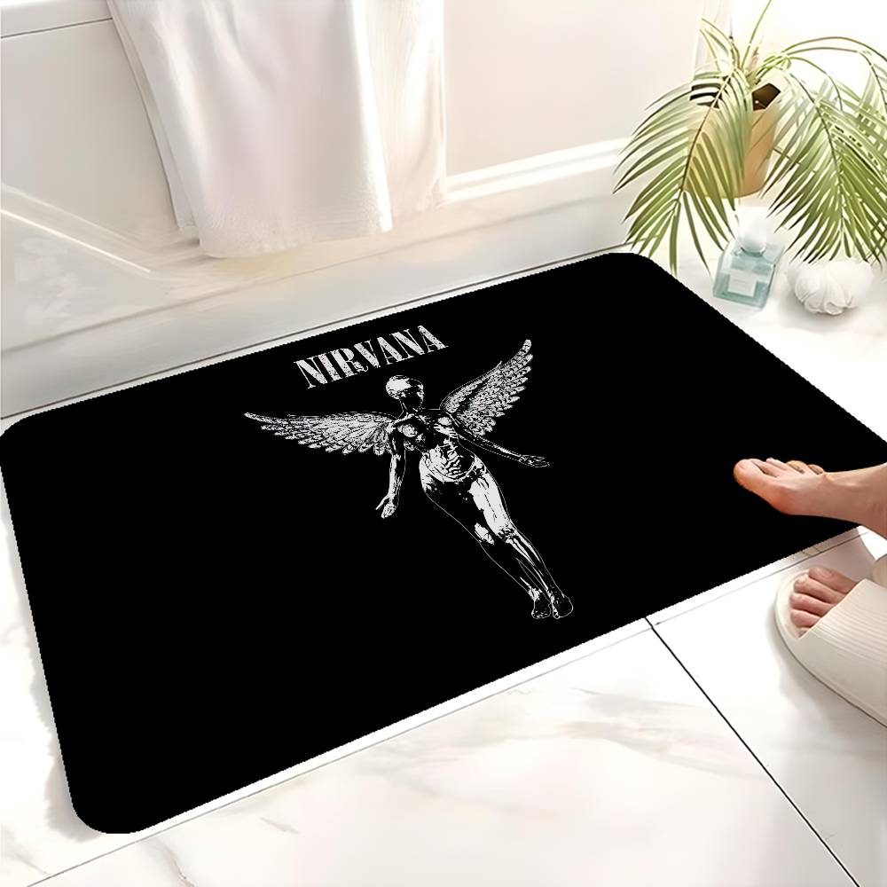 Popular Band N-nirvana-A Floor Mat Non-Slip Laundry Room Mat Laundry Decor Balcony Child Living Room Bedside Mats