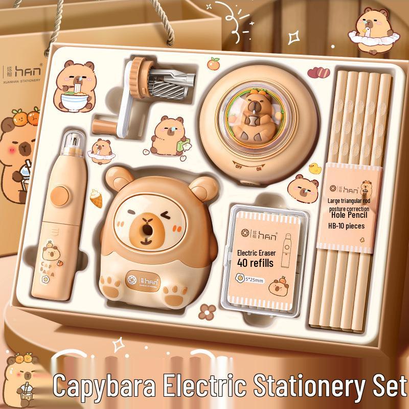 First Grade Back-to-School Capybara Stationery Gift Set: Complete Study Supplies Package