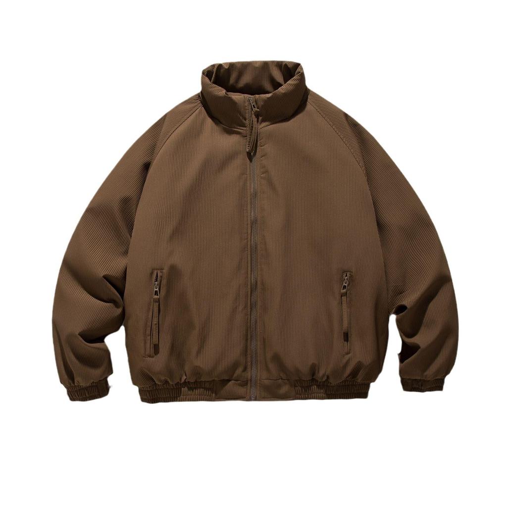 2024 Men's High-End Japanese Style Coffee Corduroy Stand Collar Cotton Jacket