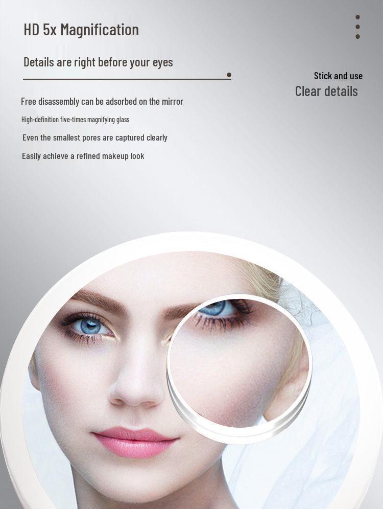 Rechargeable LED Makeup Mirror with Adjustable Three-Color Natural Light and One-Touch Control for Dressing Table
