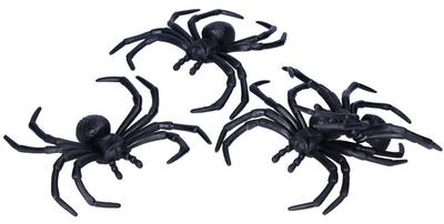Decorations Set Spiders Black Halloween 4pcs 8cm