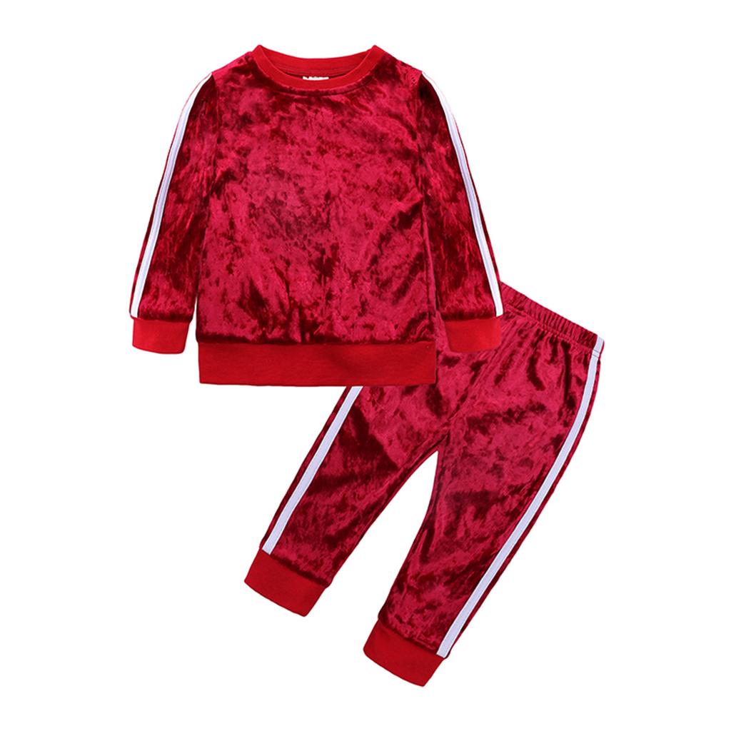 Kleinkind Kinder Baby Mädchen Langarm Plüsch Pullover Oberteile + Hosen Set