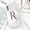 Biały marmur pozłacane litery A-Z modne etui na telefon dla iPhone 11 12 Pro X XR XS Max SE 2020 7 8 Plus odporne na wstrząsy miękkie etui z tpu
