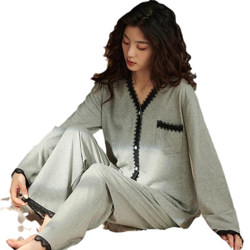 Pure Cotton Pajamas Women's Spring and Autumn Models, Autumn Long-sleeved Small Fragrant Style, Noble Temperament, Thin Summer Models Can Be Worn