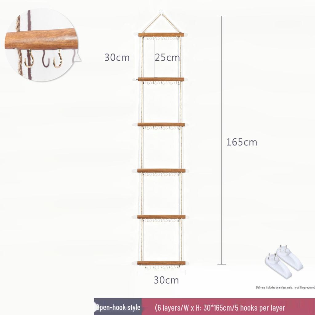 Massivholz Socken- und Schmuck-Displayständer - Wandmontiert, Retro Braun