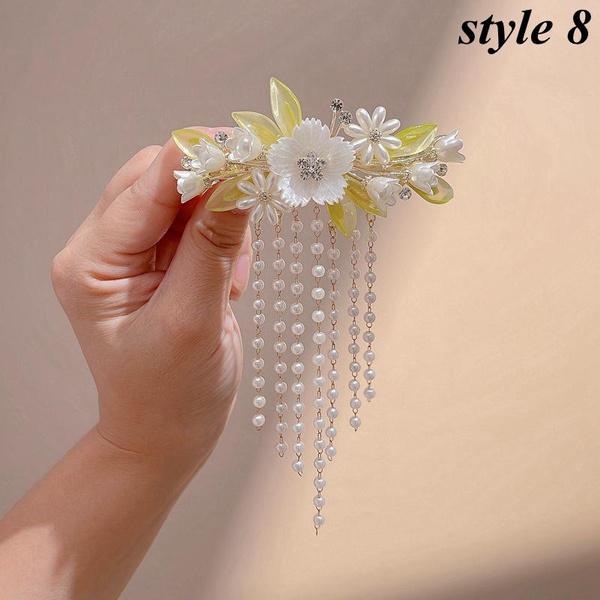 1PC Fashion Elegant Pearl Tassel Hair Claw Clips Hairpins Flower Hair Clip Headwear for Women Girls Hair Accessories