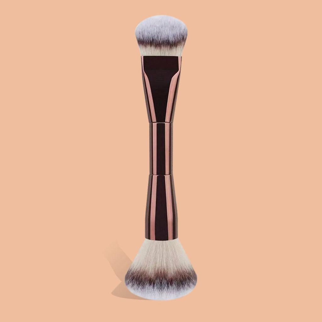 3-Piece Dual-Ended Makeup Brush Set: Foundation & Powder - Multifunctional Soft Bristle Brushes