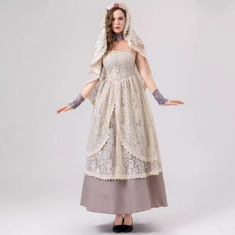 Halloween neues dunkles Vampir Geist Braut Kostüm Erwachsener Spitzenkleid
