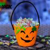 Lightweight Carrying Bag Halloween Trick or Treat Bucket for Kids, Pumpkin Face Ghost Bat Cat Candy Snack Basket, Holder with Handle Party Favors