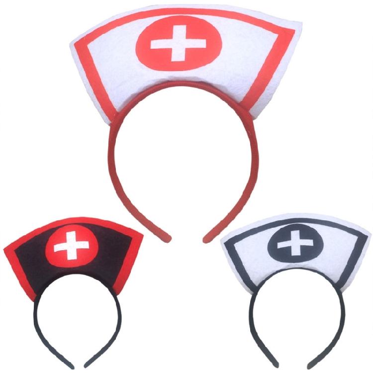 Fasce per Capelli a Forma di Cappello da Infermiera di Halloween Cerchietto per Capelli Accessori per Capelli Costume da Infermiera Carino