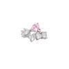 Korean Highend Style Pink Heart Zirconia Chain Ring In 925 Sterling Silver For Fashionforward Women